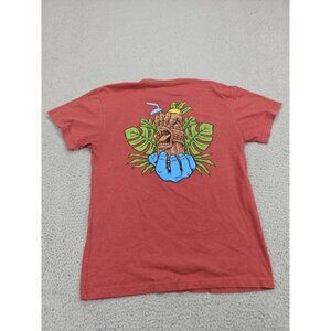 Santa‎ Cruz Shirt Mens Medium Red Skate Tiki Graphic Blue Hand Skateboard Tee